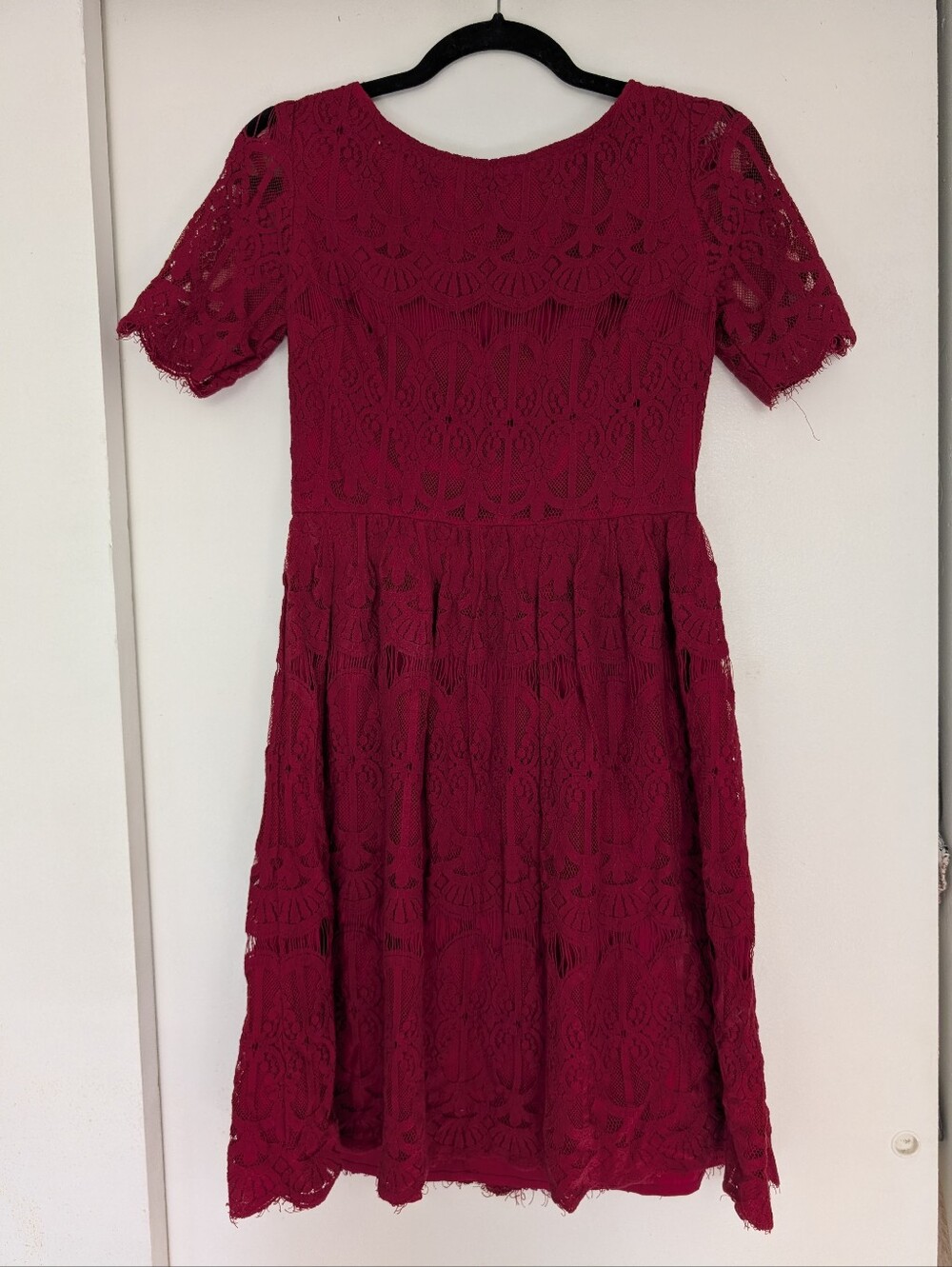 Forever 21 Claret Red Lace Midi Dress